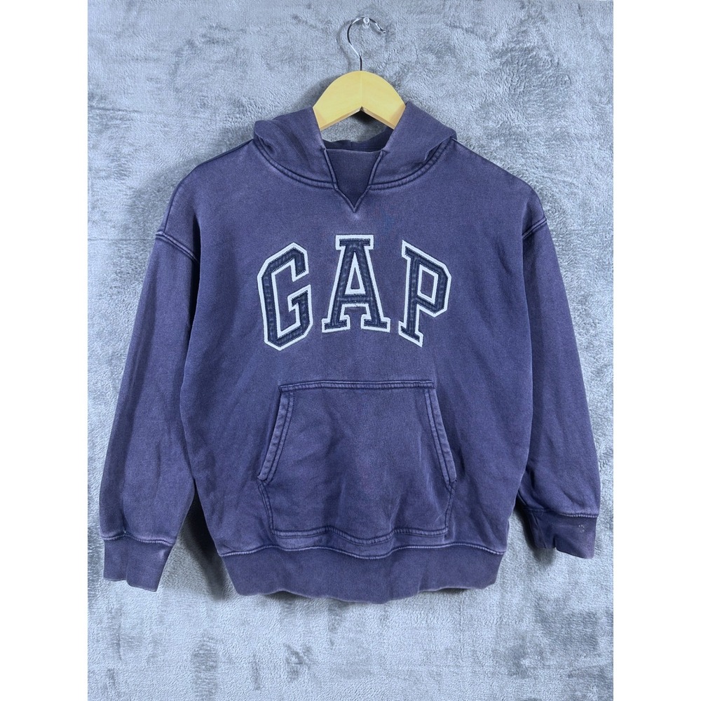 Gap Arch Logo Hoodie Faded Navy Blue Fleece Pullover Small
